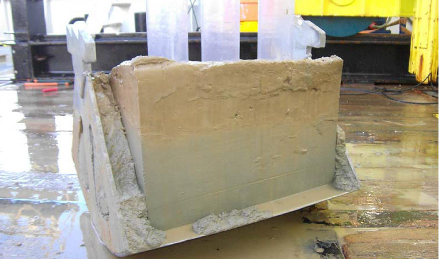 Researchers gathered and tested sediment samples, like the one shown here, from the Mediterranean off the coast of Italy. 