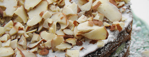 Calorie-laden desert topped with shaved almonds. 