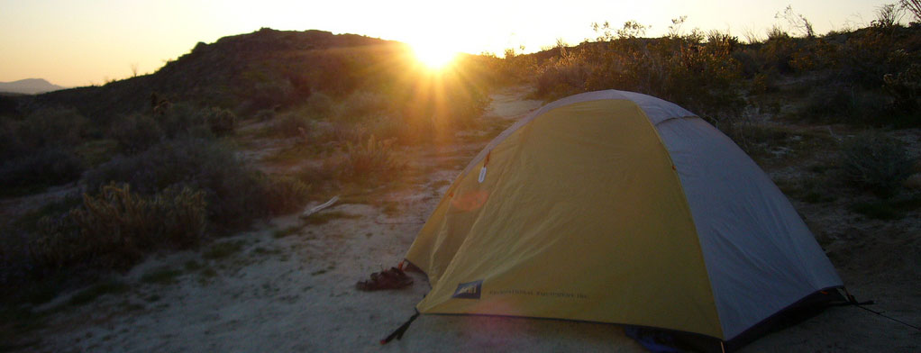 Tent at dusk.