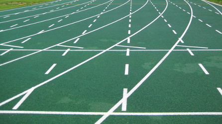Track showing lane lines. 