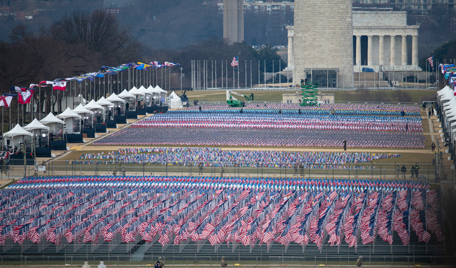 The sea of flags at the inauguration of President Biden