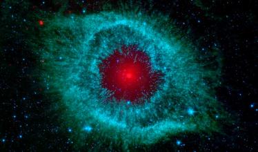 The Helix nebula, which resembles an evil eye with a blazing red pupil.