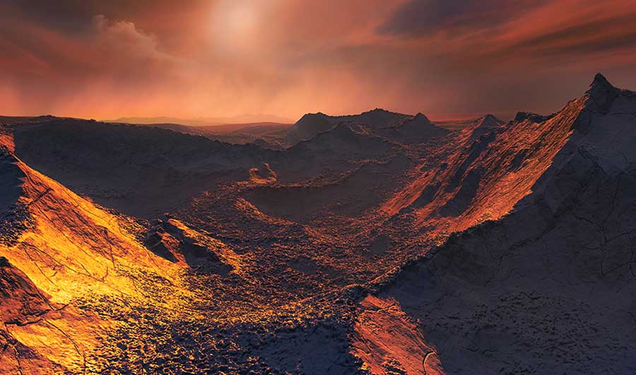 artist's impression of the surface of the newly discovered super-Earth