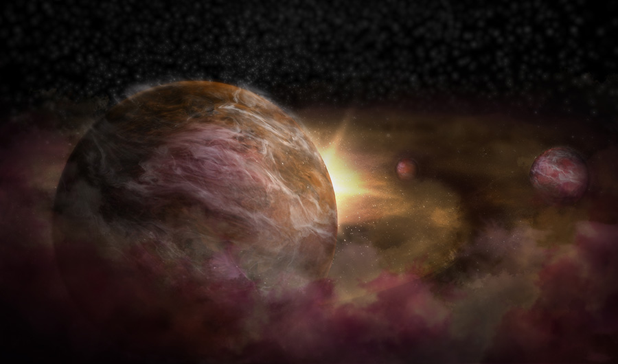 planetary triplets around a newborn star