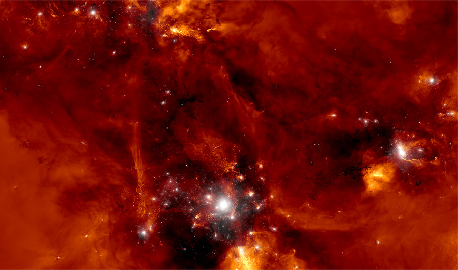 ealistic image is actually a computer simulation depicting the birth of a protocluster of galaxies