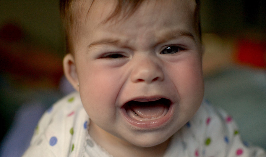 Infant crying (closeup). 