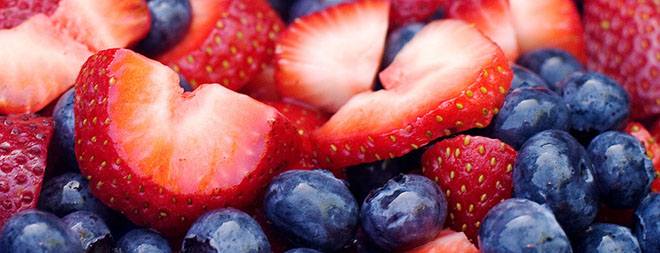 Blueberries and sliced strawberries. 