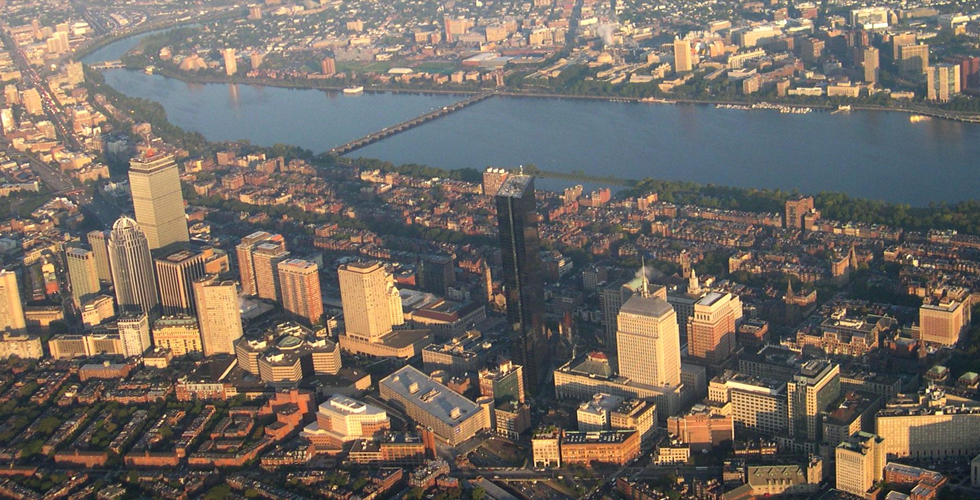 Aerial view of Boston. 