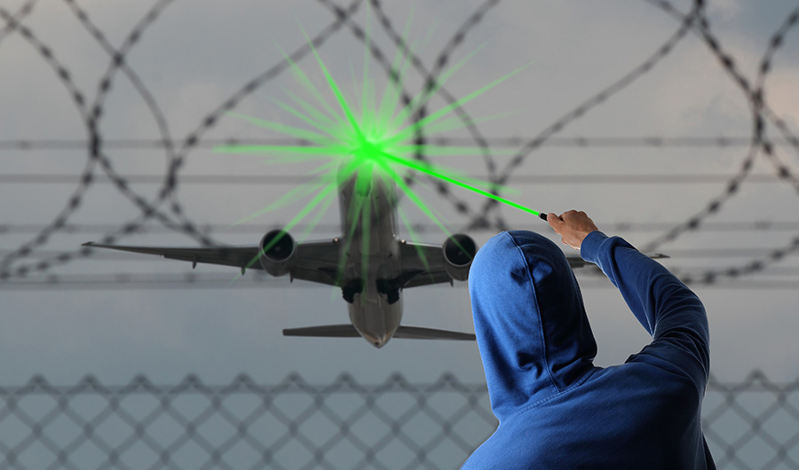 laser attack on airplane