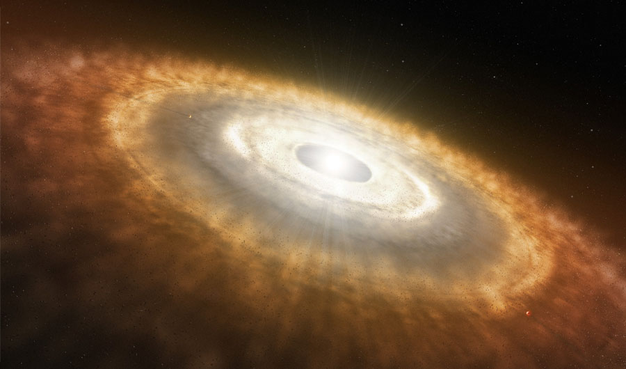 Artist’s impression of a baby star still surrounded by a protoplanetary disk.
