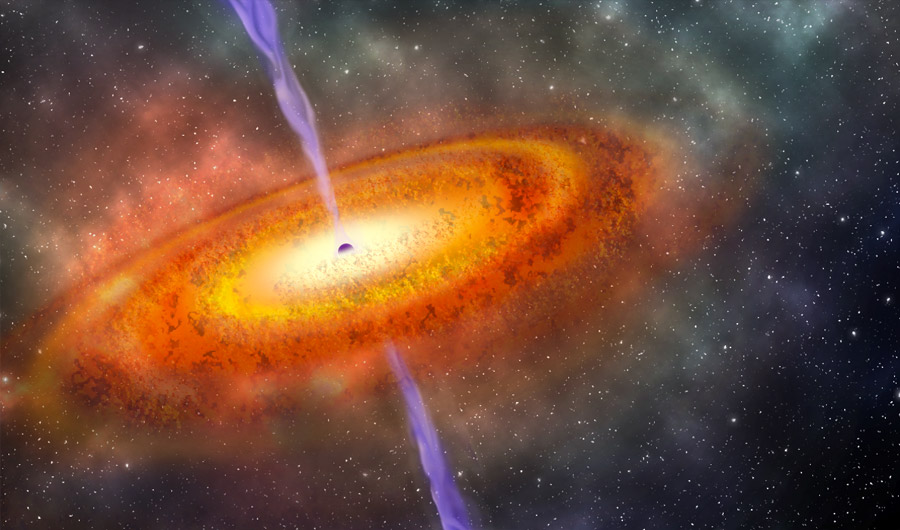 Artist’s conception of the most-distant supermassive black hole ever discovered