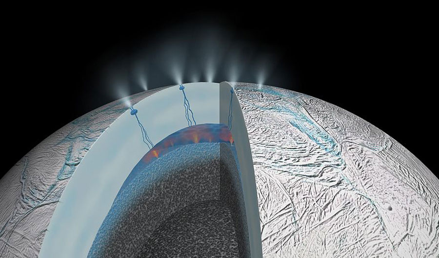 Artist's concept of hydrothermal activity on Enceladus.