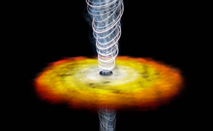 An artist's impression of an active quasar.